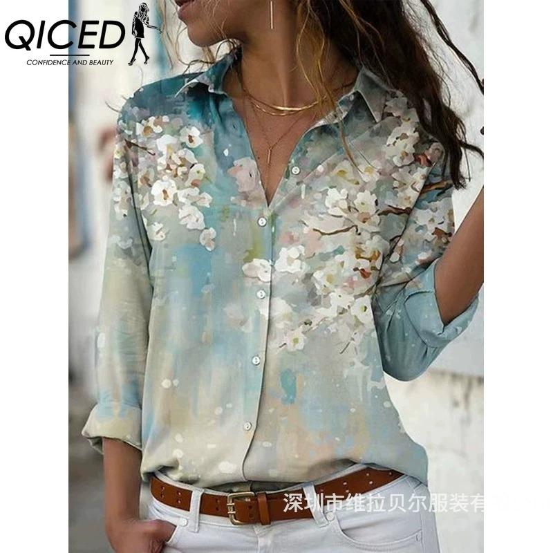 QICED 38 Color Women's Fashion Casual Long Sleeve POLO Neck Blouses & Shirts