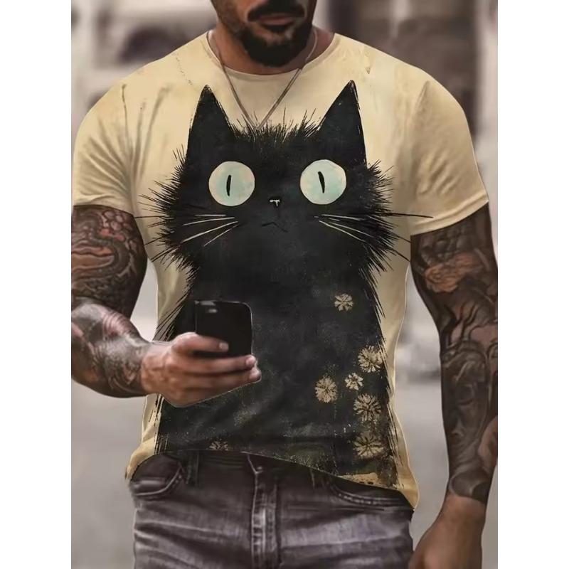 Men T-Shirt New Funny Painting 3D Printing Short Sleeve Summer Outdoor Fashion Wear Tops Large Size Loose Men's T-Shirt