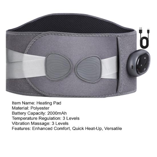 Lumbar Support Belt with Heat And Massage Adjustable Lower Back Pain Relief Wrap 3-in-1 Heating Pad And Vibration Massager