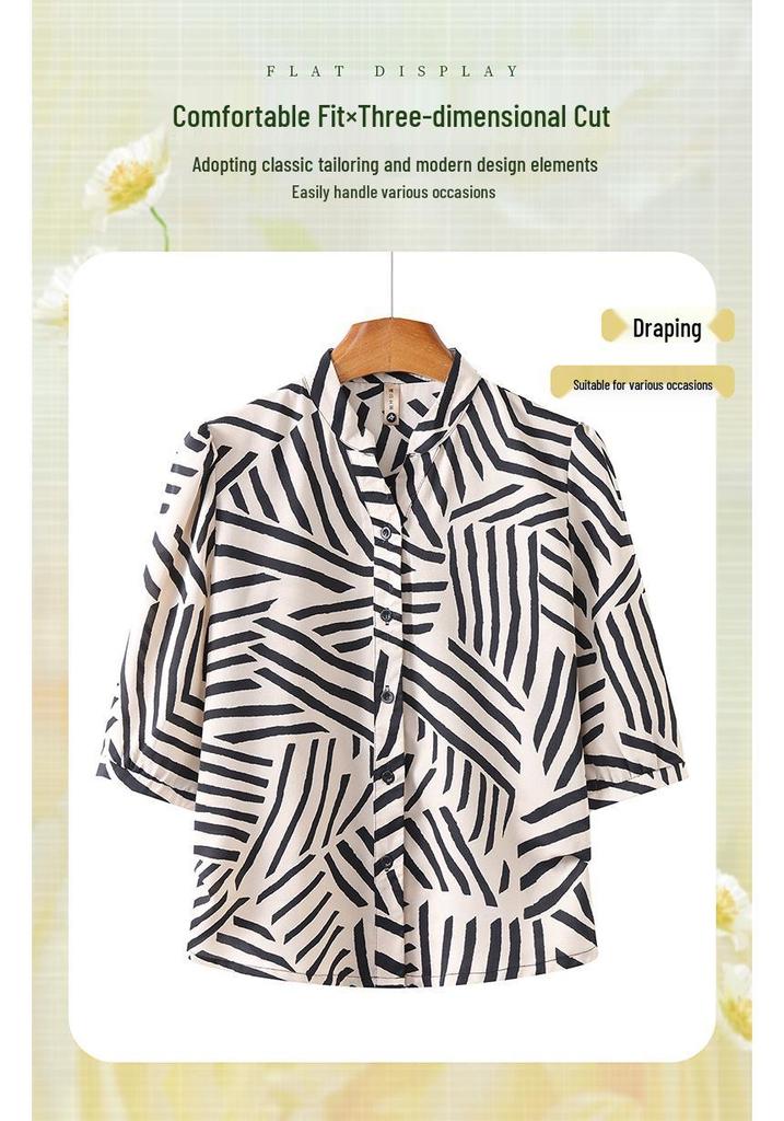 Summer 2026 Stylish Striped Slim Shirt for Middle-Aged and Elderly Women