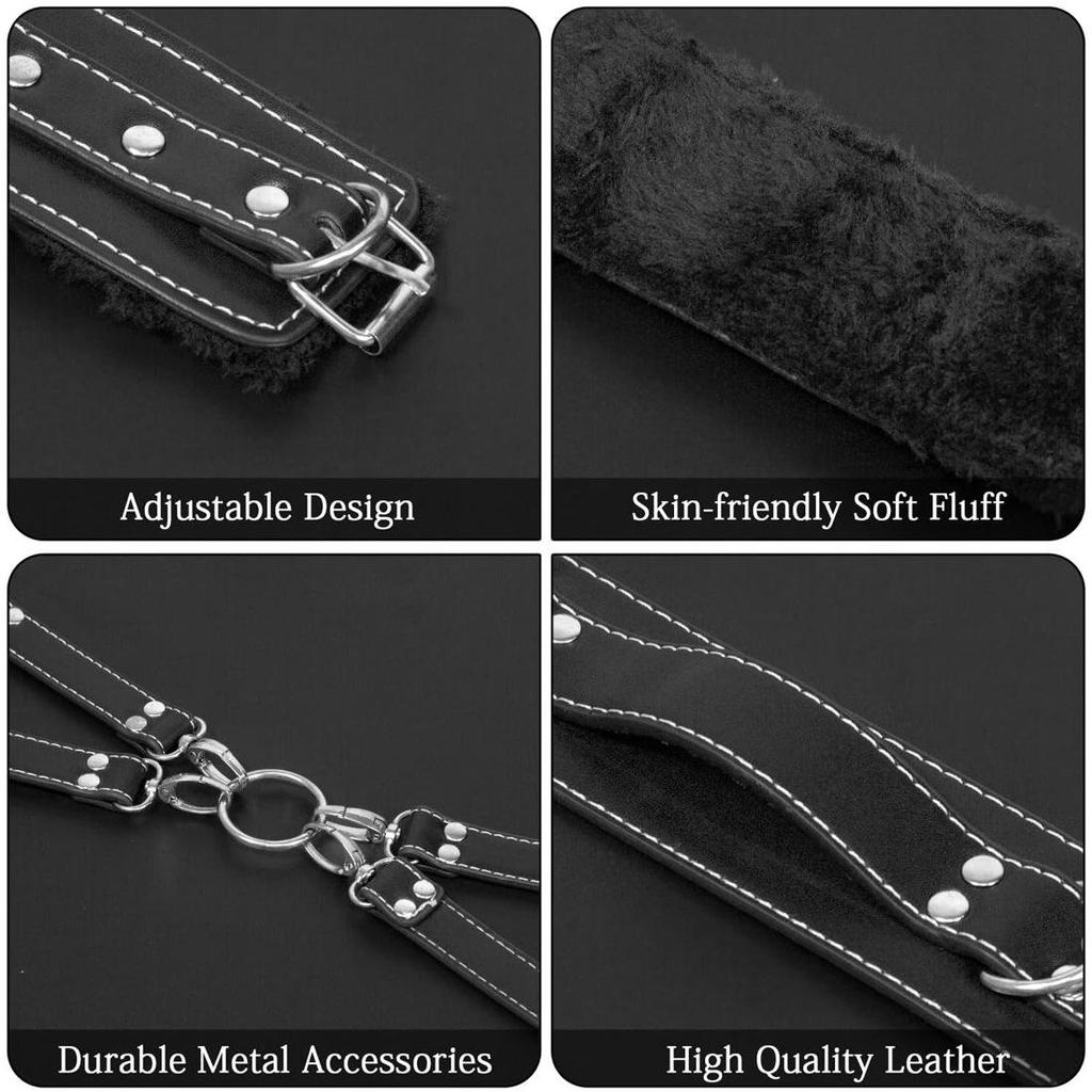 Premium Leather SM Cuffs for Calf and Thigh - Adult Couple Flirting Toys