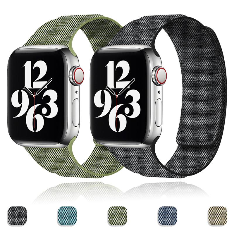 

Новый оригинальный джинсовый нейлоновый ремешок для Apple Watch Ultra 2, браслет 49 мм, 45 мм, 44 мм, 42 мм, 41 мм, браслет с магнитной петлей iWatch Series 9 8 SE 7