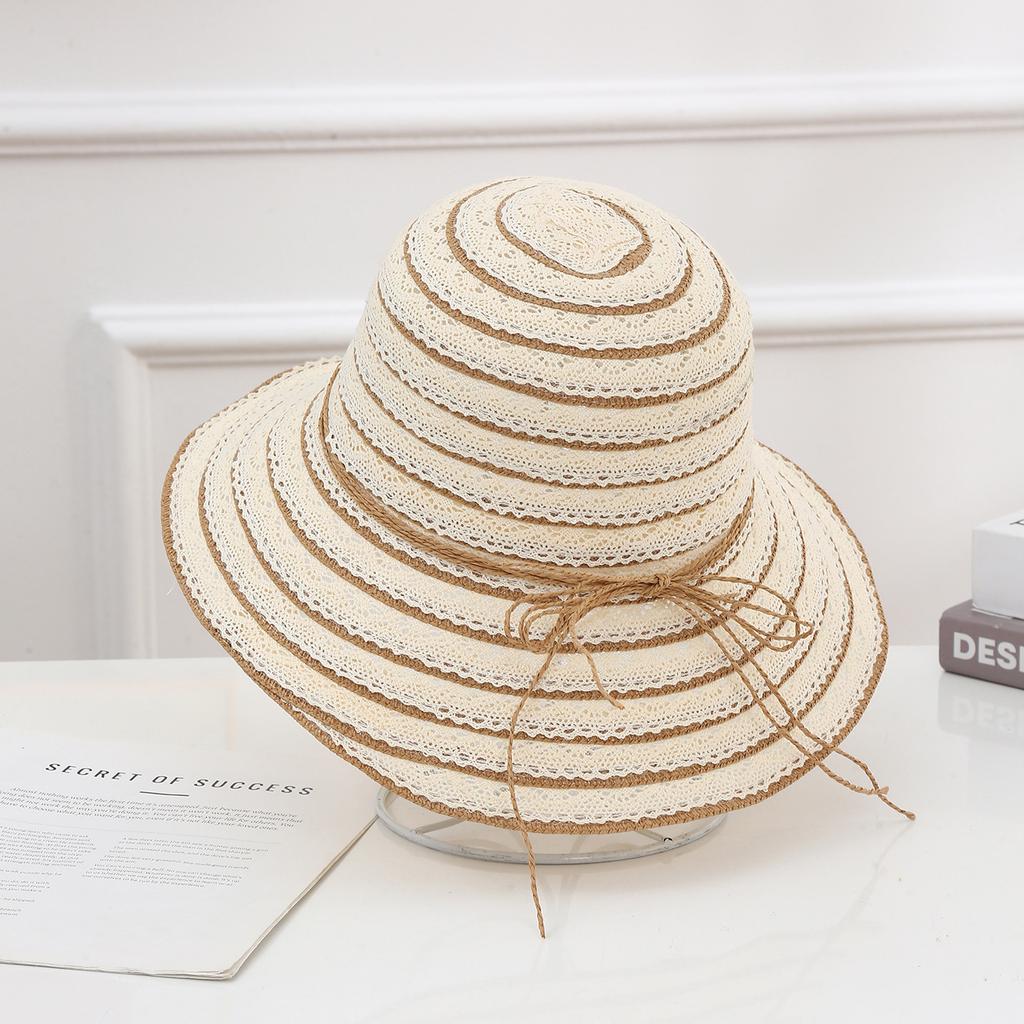 Summer Ribbon Hat Wide Side Sun Cap Women Wheat Panama Style Straw Hats Wide Brim Holiday Beach Hat Ladies Sun Cap
