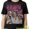 KOŠILE KRÁLOVNY ALŽBĚTY, Vintage tričko Královny Alžběty, Retro 90. let Bootleg Merch Královny Alžběty, Trhací Tričko Královny Alžběty Fanouškovský Dárek