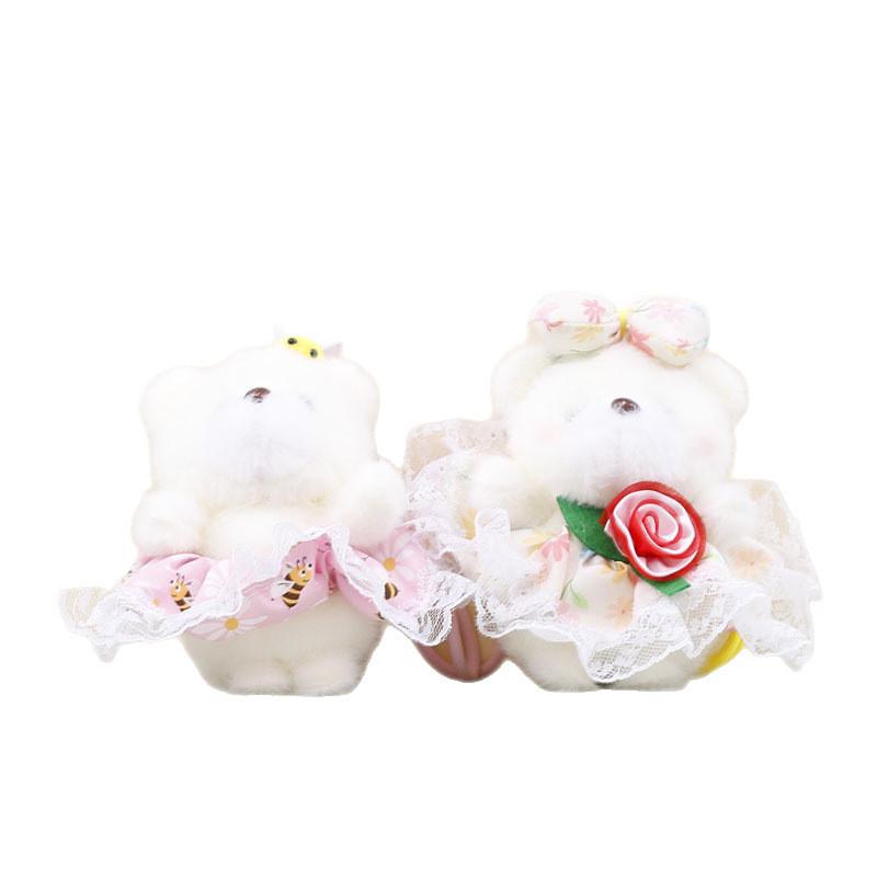 Cute Rose Bear Plush Keychain With Pp Cotton Filling For Girls Bags And Decor