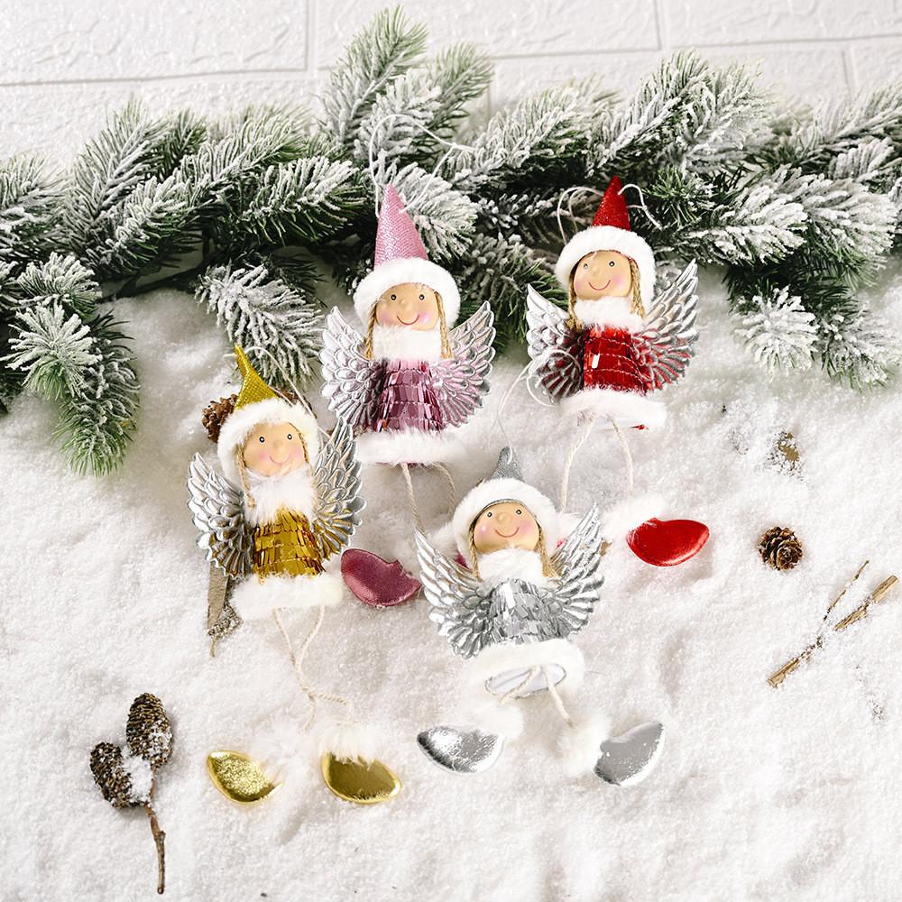 Shimmering Unique Sequin Wings Girl Hanging Decor For Enchanting Christmas Vibes