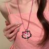 Wax Rope Bow Kitten Pendant Necklace Sweet Versatile Collarbone Chain Simple Fashion High Sense Jewelry Women