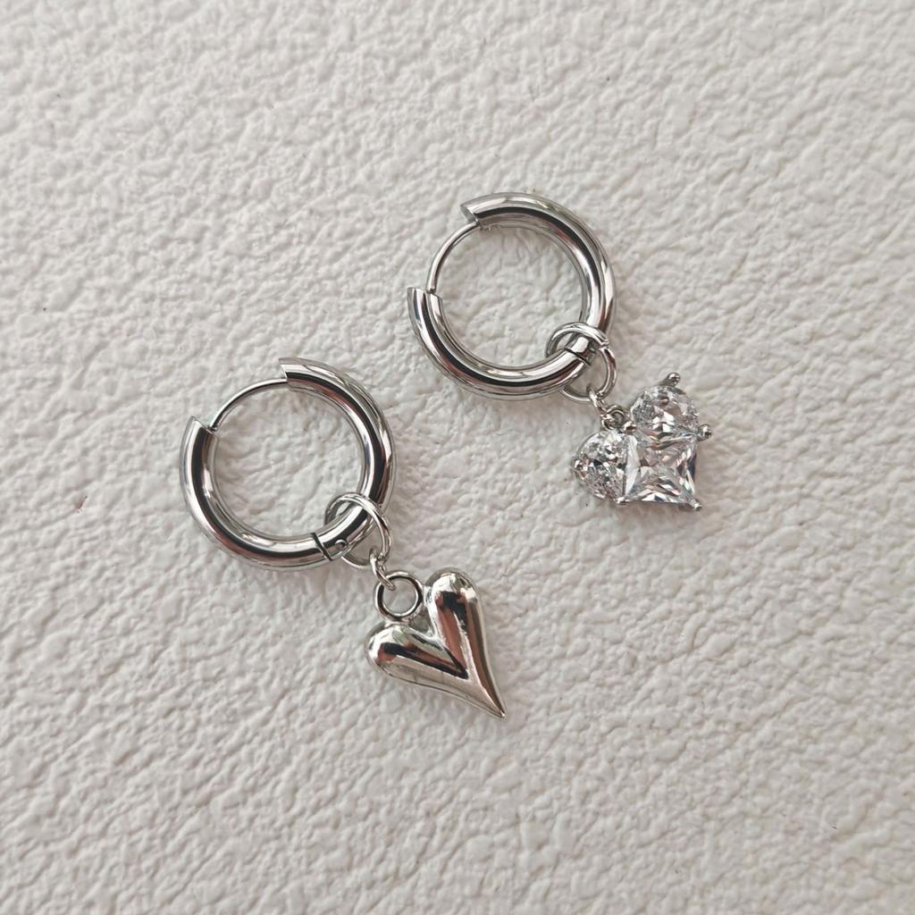 Accessories French Sweet Pink Zircon Love Earrings Versatile Gas A Two Wear Earrings Women