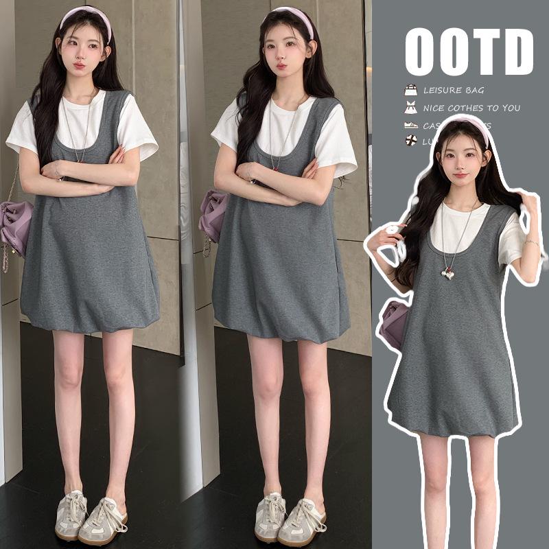 2026 Summer Maternity Two-Piece Look Suspender Skirt Dress XL
