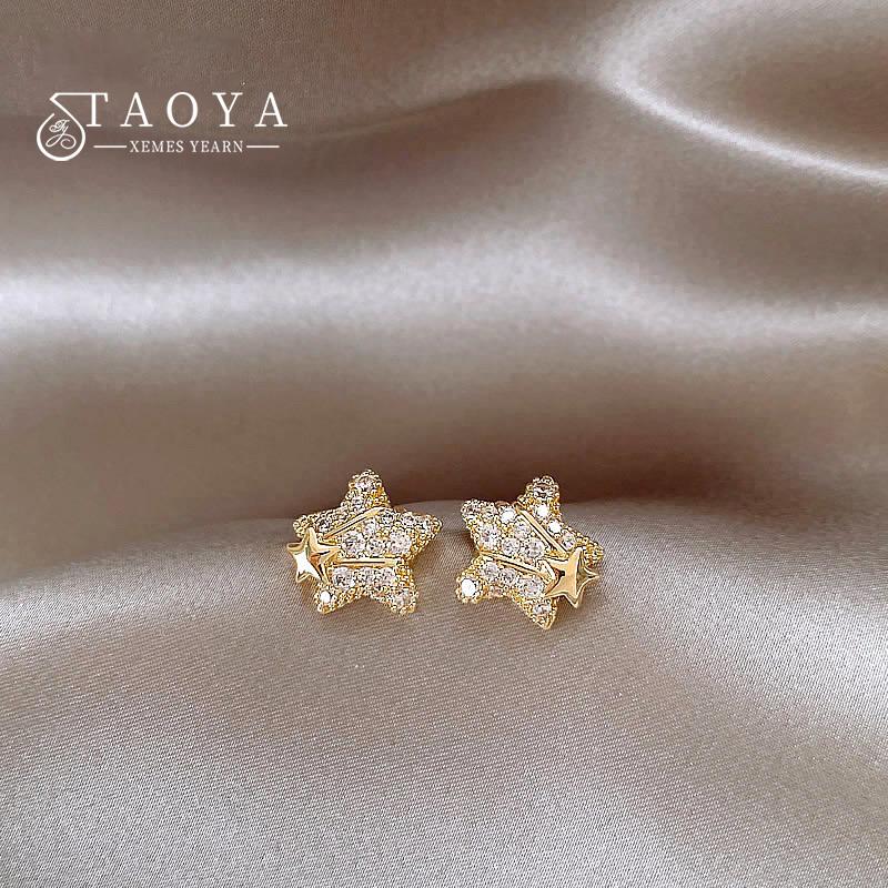 New Design Sparkling Star Shaped Micro Inlaid Zircon Stud Earrings For Women's Mini Jewelry Fashion Luxury Accessories
