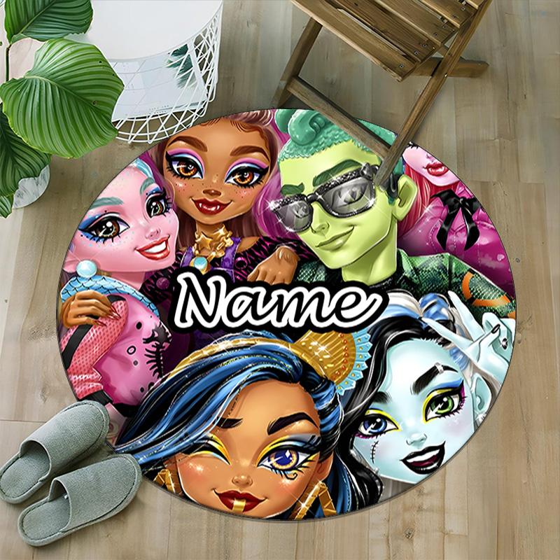 Customizable Monster High Draculaura1 Round Non-Slip Carpet - Ideal for Garden, Picnic, Office, Perfect for Decoration, Suitable For All Seasons