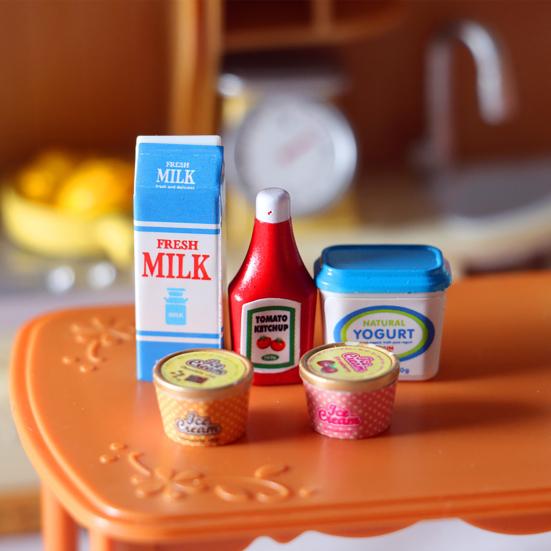 5Pcs/Set Miniature Food Cute Realistic Resin Tiny  Milk Yogurt Ketchup Cans Food Plastic Model Toy for Kids