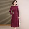 Autumn Mid-Length Embroidered Dress for Middle-Aged Women