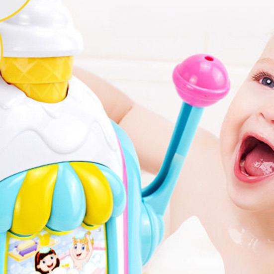 Ice Cream Bubble Bath Toy for Toddlers Bath Bubble Machine with Foam Maker Ice Cream Pretend Play Set Bathtub Toys for 3-8 Years Old Boys Girls