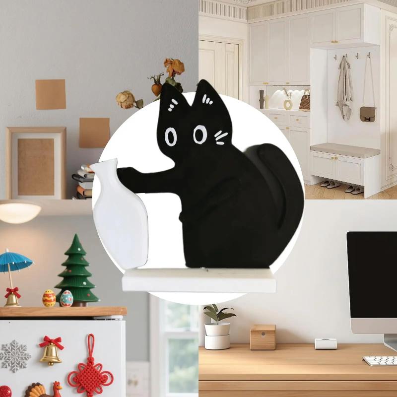 1Pcs 3D Printed Kitten Vase Simple Figure Desktop Decoration Refrigerator Magnets