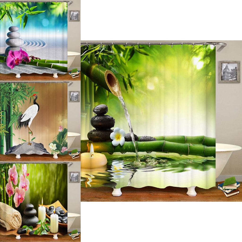 High-quality Bamboo Waterfall Shower Curtain Waterproof Mildewproof And Eco-friendly
