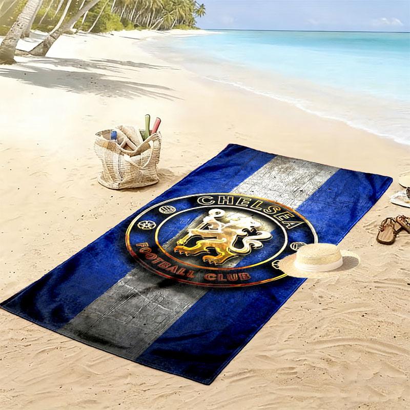 Chelsea F Print Beach Towel, Large Soft Quick Dry Towel for Beach Camping Swimming