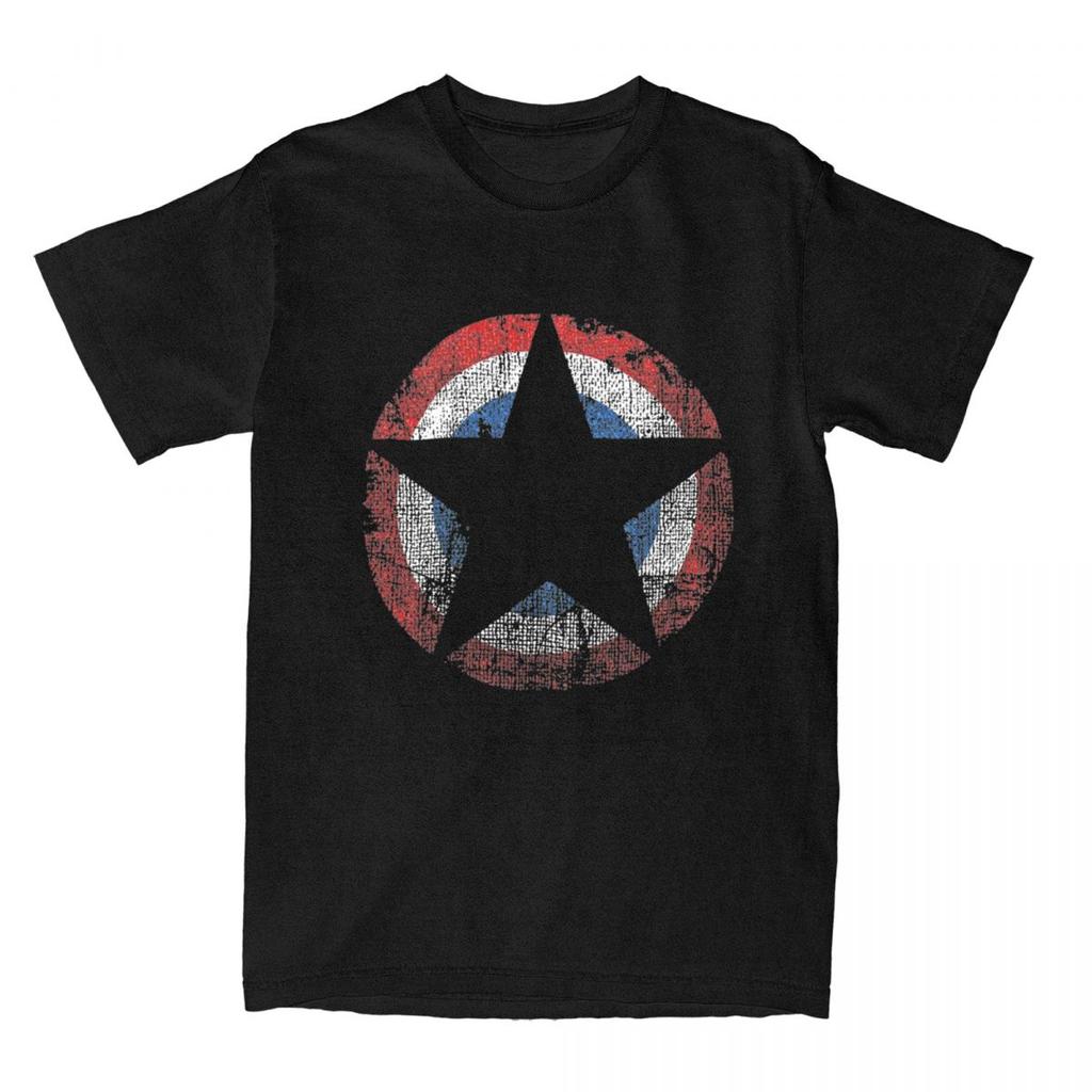 Vintage Hero Captain America Printed T-shirt Men's and Women's Summer Cotton T-shirt Casual Fashion Street Short Sleeve