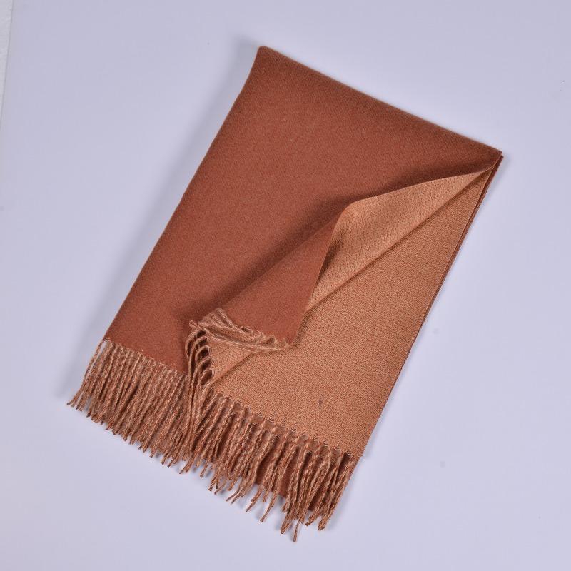 Autumn and Winter New Imitation Cashmere Double-sided Monochrome Warm Scarf Scarf Men's and Women's Fashion Warm Fringe