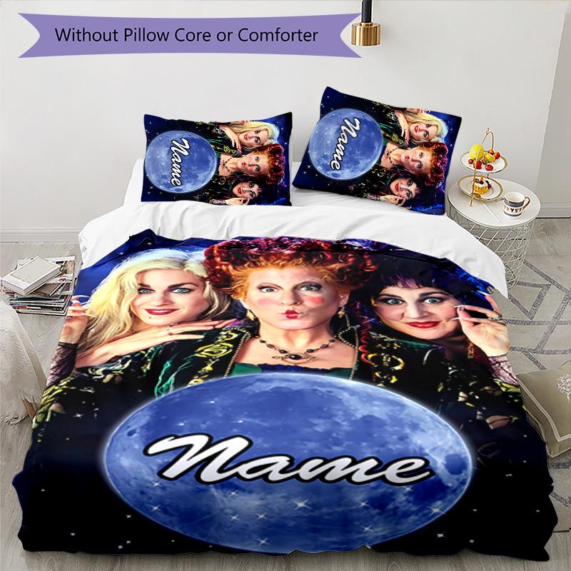 3pcs Hocus Pocus Cover Set - Personalized Name, HD Printed Bedding with 1 Cover and 2 Pillowcases - Perfect for Home Decor, Easy Care