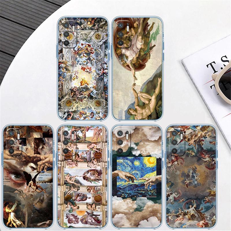 Fresco Adam Sculpture Transparent Phone Case for Motorola Moto G7 G8 G9 G84 G85 G73 G24 G15 Z2 Play Power Plus