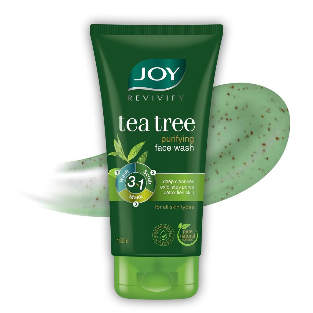 Joy Tea Tree Purifying Natural Face Wash 150ml Pack of 1 | Deep Cleansing, Exfoliating & Detoxifying Skincare for All Skin Types