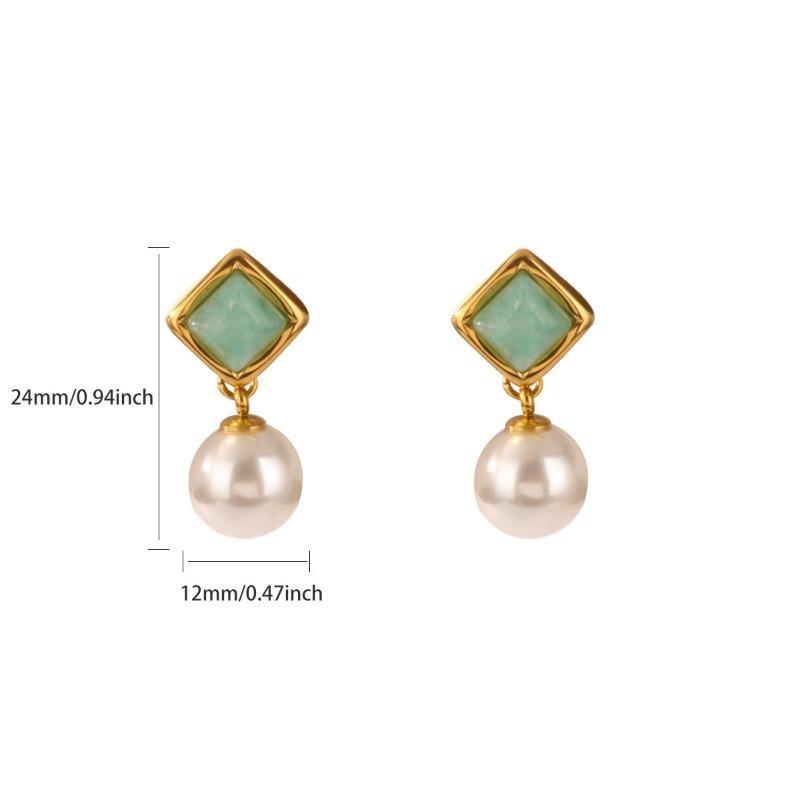 

Retro imitation pearl earrings square temperament unique earrings new high-end earrings simple