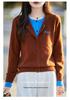 Double-Breasted Faux Two-Piece Cardigan: 2025 Autumn/Winter All-Wool Round Neck Button-Up with Letter Embroidery.