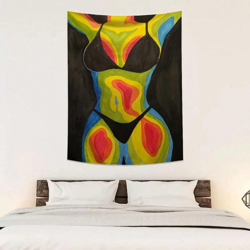 Abstract Female Body Art Tapestry Colorful Modern Wall Decor Boho Chic Living Room Bedroom Artistic Home Decoration
