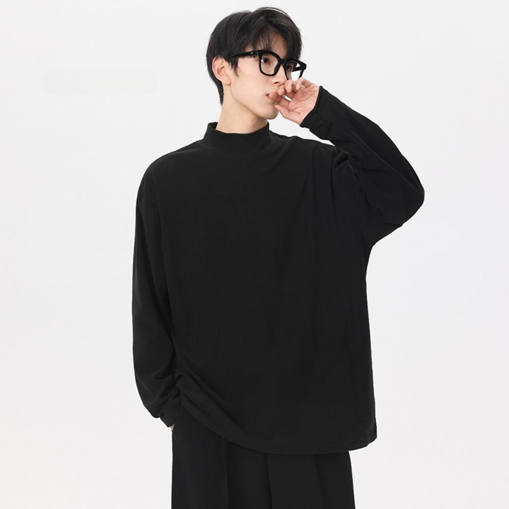 Men's Casual Long Sleeve T-shirt Gentlemen Loose Pullovers Autumn Shirts Male Tops Dralon