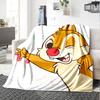Happy Chipmunk Celebration Flannel Blanket Super Soft Warm Cozy Blanket For Sofa Bed Office Travel Allseason Home Decor Gift