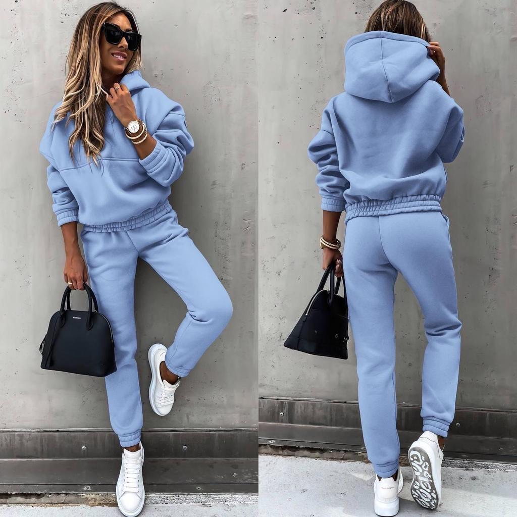 Autumn and Winter Long Sleeved Sports and Leisure Hoodie Set, Two-piece Set