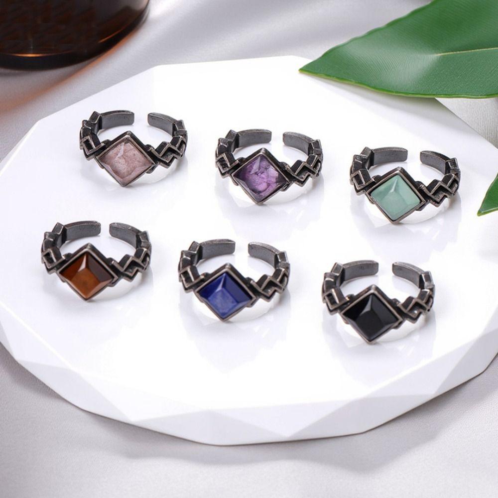White Crystal Stone Ring Punk Style Amethyst Ring Newest Crystal Ring Fashion Accessories