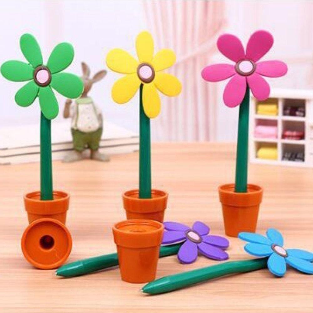 Cartoon Writing Signing Pen Soft Rubber Sunflower Ballpoint Pen Sunflower Bonsai Ballpoint Pen