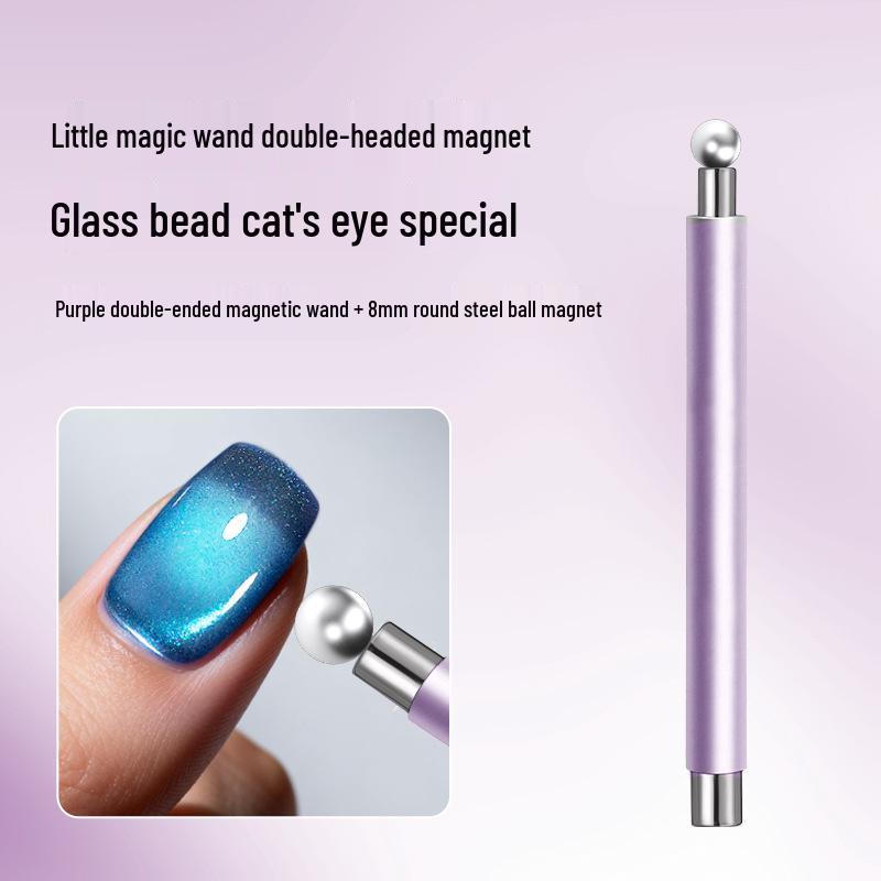 Double-Ended Multi-Functional Cat Eye Nail Art Magnet with Wide French Glass Beads