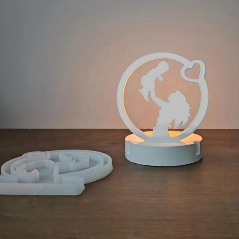 Mother Day Theme Resin Molds with Base, Mother Day Candle Holder Molds for DIY Craft Mother Day Gift Home Decorations