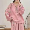New Summer Ethnic Embroidered Long-Sleeve Cotton-Linen Shirt