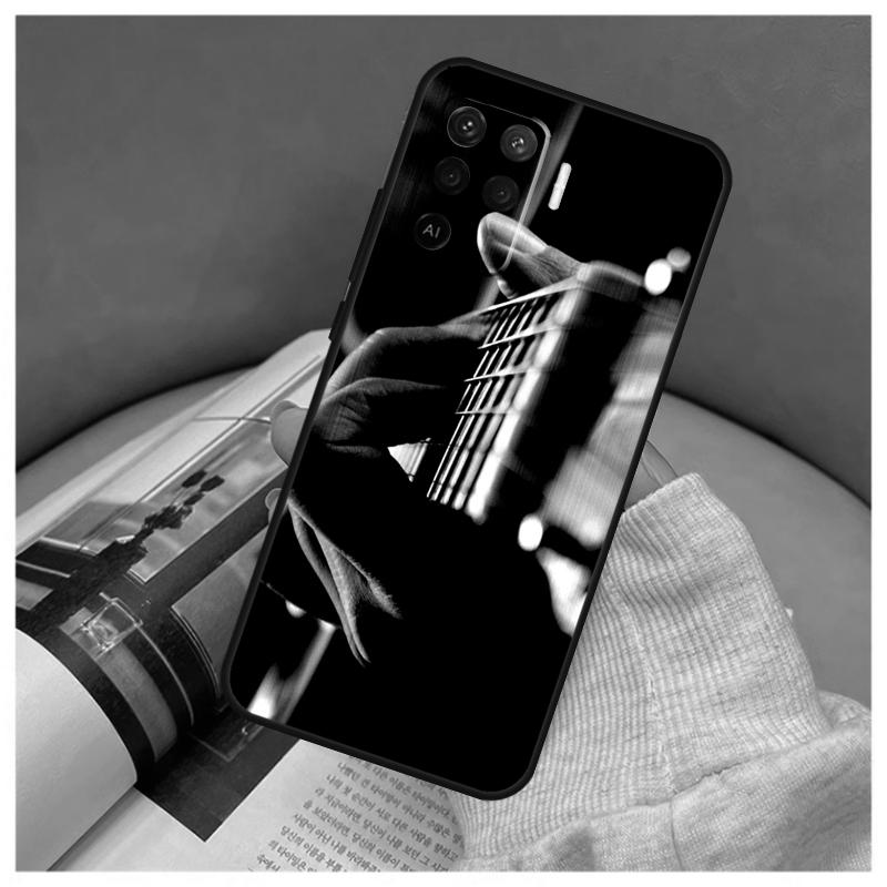 Vintage Music Guitars Case For Oppo A17 A57 A77 A40 A78 A54 A74 A94 A76 A16 A96 A18 A60 A80 A38 A58 A98 A15 A5 Pro