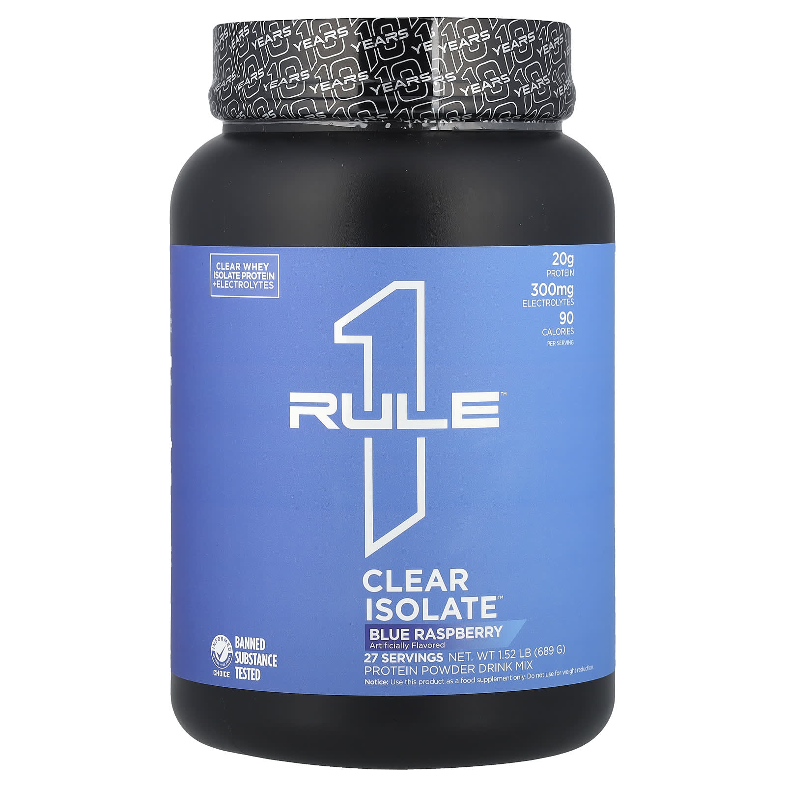 

Rule One Proteins, Clear Isolate™, Blue Raspberry, 1.52 lb (689 g)