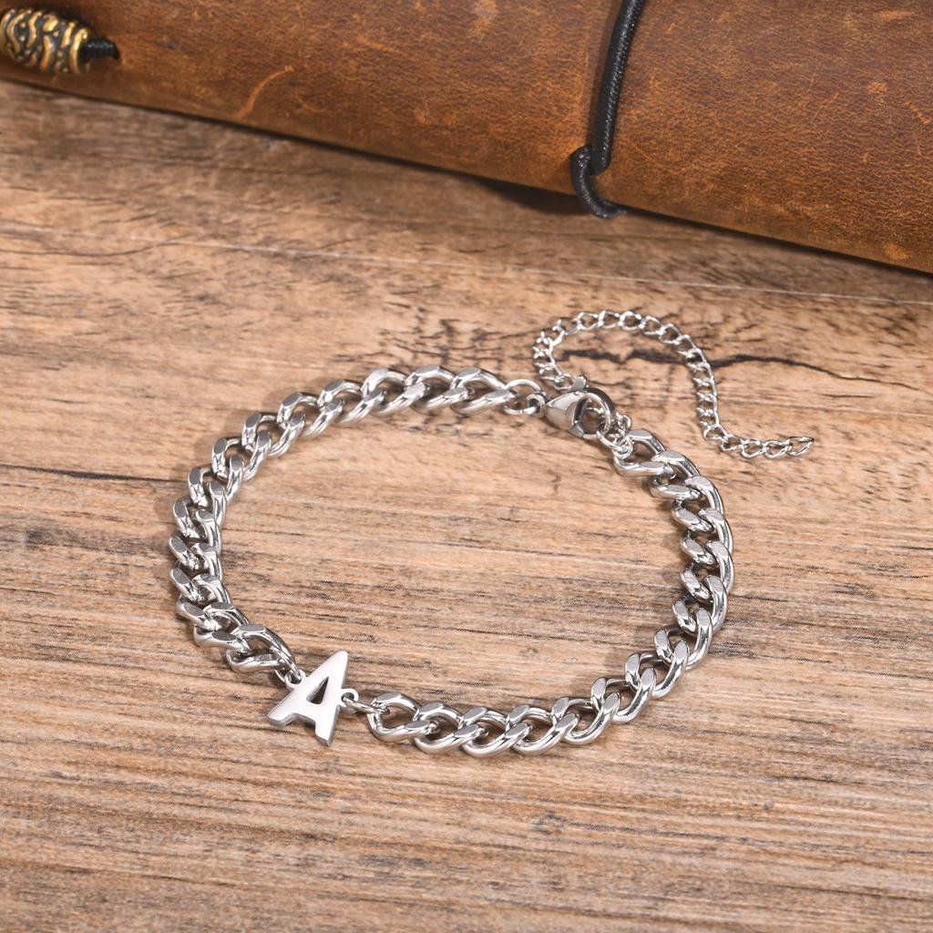 A-Z Initial Bracelets for Men,Stainless Steel Cuban Chain Bracelet with 26 Letter Alphabet,Waterproof Anti-faded Men Jewelry