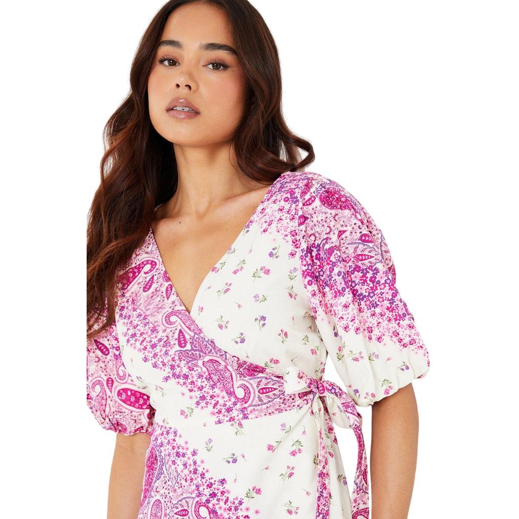Dorothy Perkins Womens/Ladies Wrap Petite Puff Sleeve Mini Dress