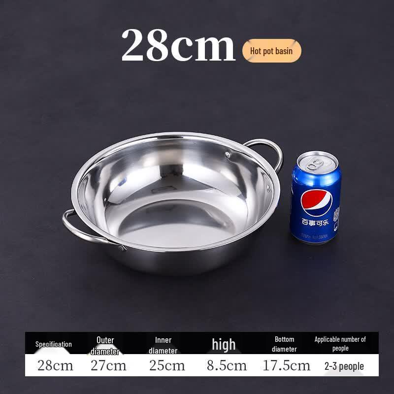Stainless Steel Double-Handle Clear Soup Hot Pot