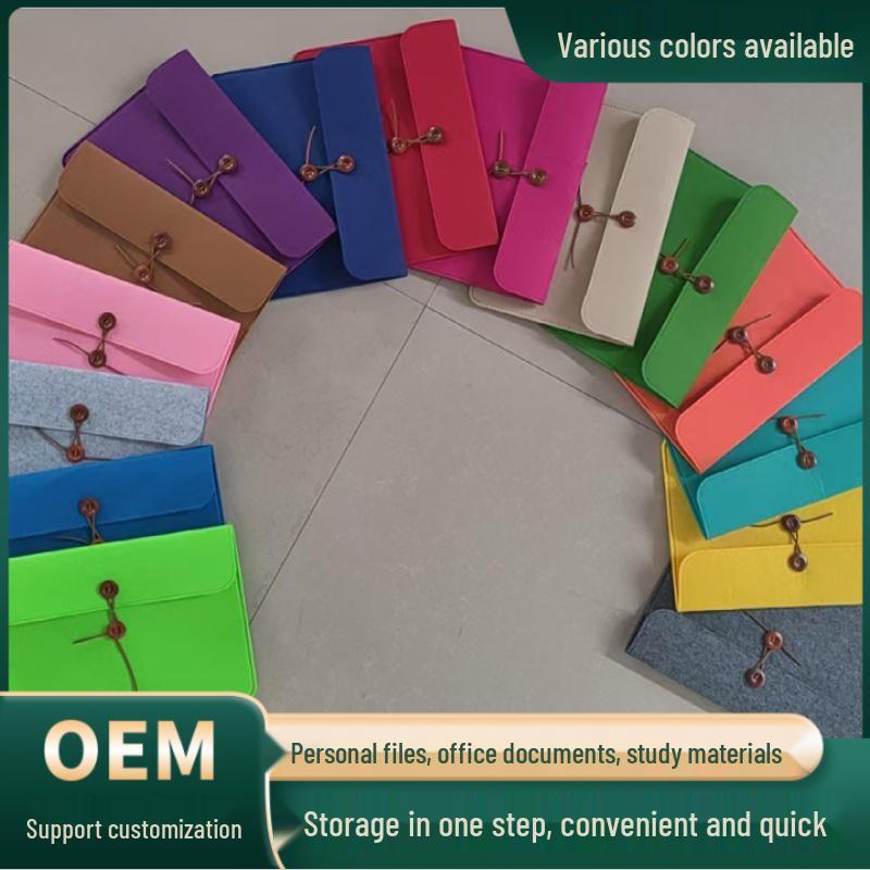 Felt Button-Closure File Bag for Office, Student, Tablet, and Exam Papers - Customizable