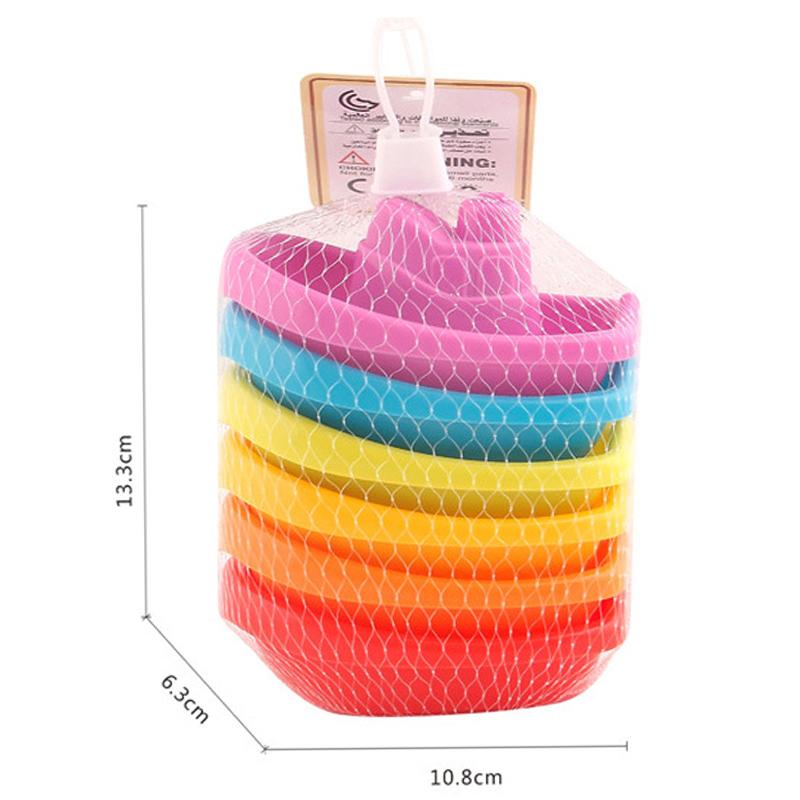 6PCS Rainbow Stacking Cups Floating Bath Toys Stackable Ship Baby Early Education Intelligence Development Stacking Boat Gift