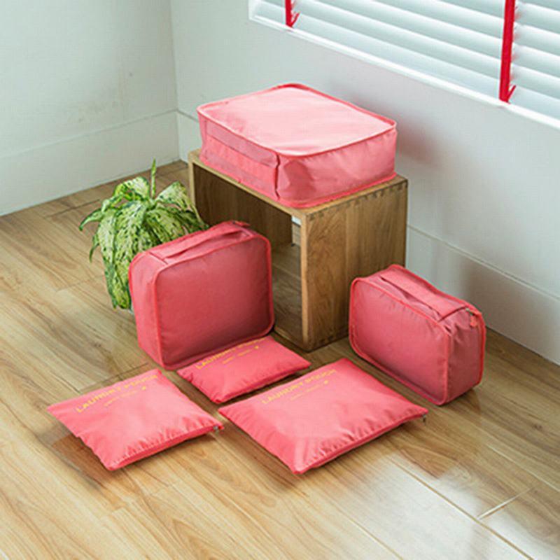 6PCS Travel Storage Bag Set for Clothes Tidy Organizer Wardrobe Suitcase Pouch Travel Organizer Bag Case Shoes Packing Cube Bag