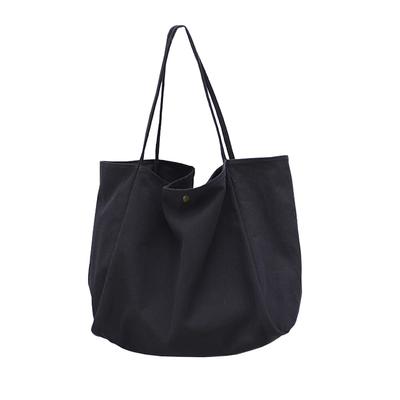XINYOSHO Tote Bag, Canvas Shoulder Bag, Large Capacity, Solid Color, Women's, Handbag, Canvas, Unisex, CommuterSchool, Black
