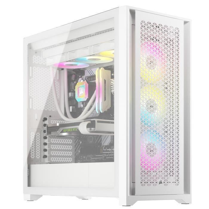 Boîtier PC - CORSAIR - CC-9011243-WW - ICUE 5000D RGB AIRFLOW - Moyen-tour - 3 fans AF120 RGB ELITE - iCUE Lighting Node PRO - Blanc