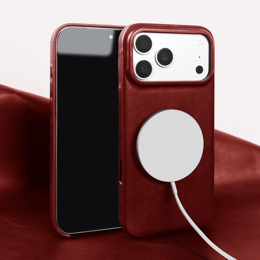 Magnetic Genuine Leather Case For Iphone 15 16 17 Pro Max Phone Case For Magsafe Wireless Charging Back Cover 15Pro 17Pro Max