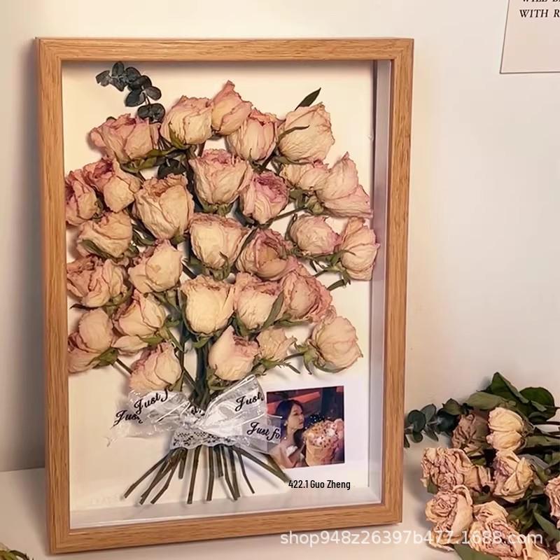 Rose Flower Specimen 3D Photo Frame DIY Kit - Handmade Gift & Tabletop Display
