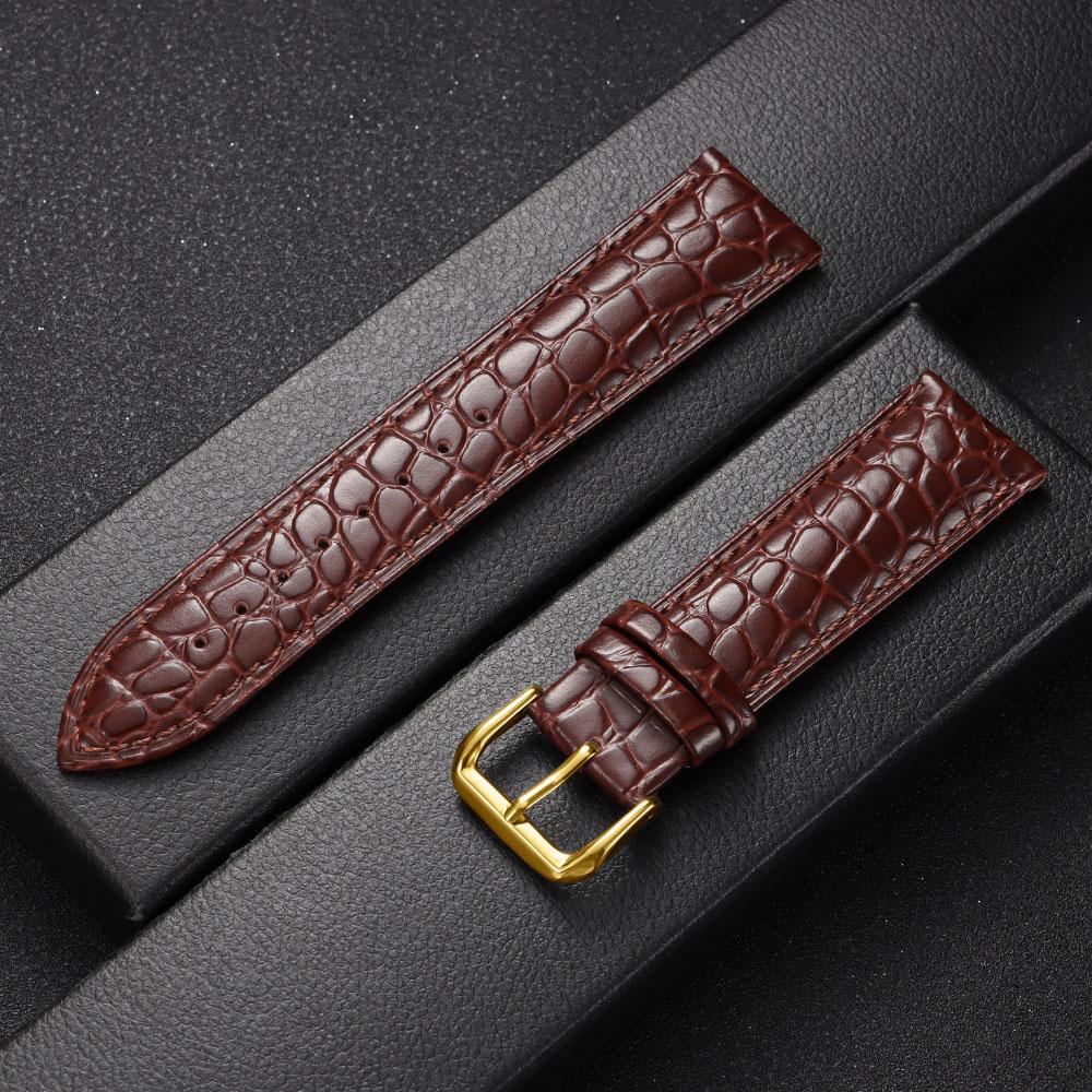 Crocodile Pattern Design Leather Watch Strap 16mm 18mm 19mm 20mm 21mm 22mm Universal Watchbands Casual Business Wristwatch Band